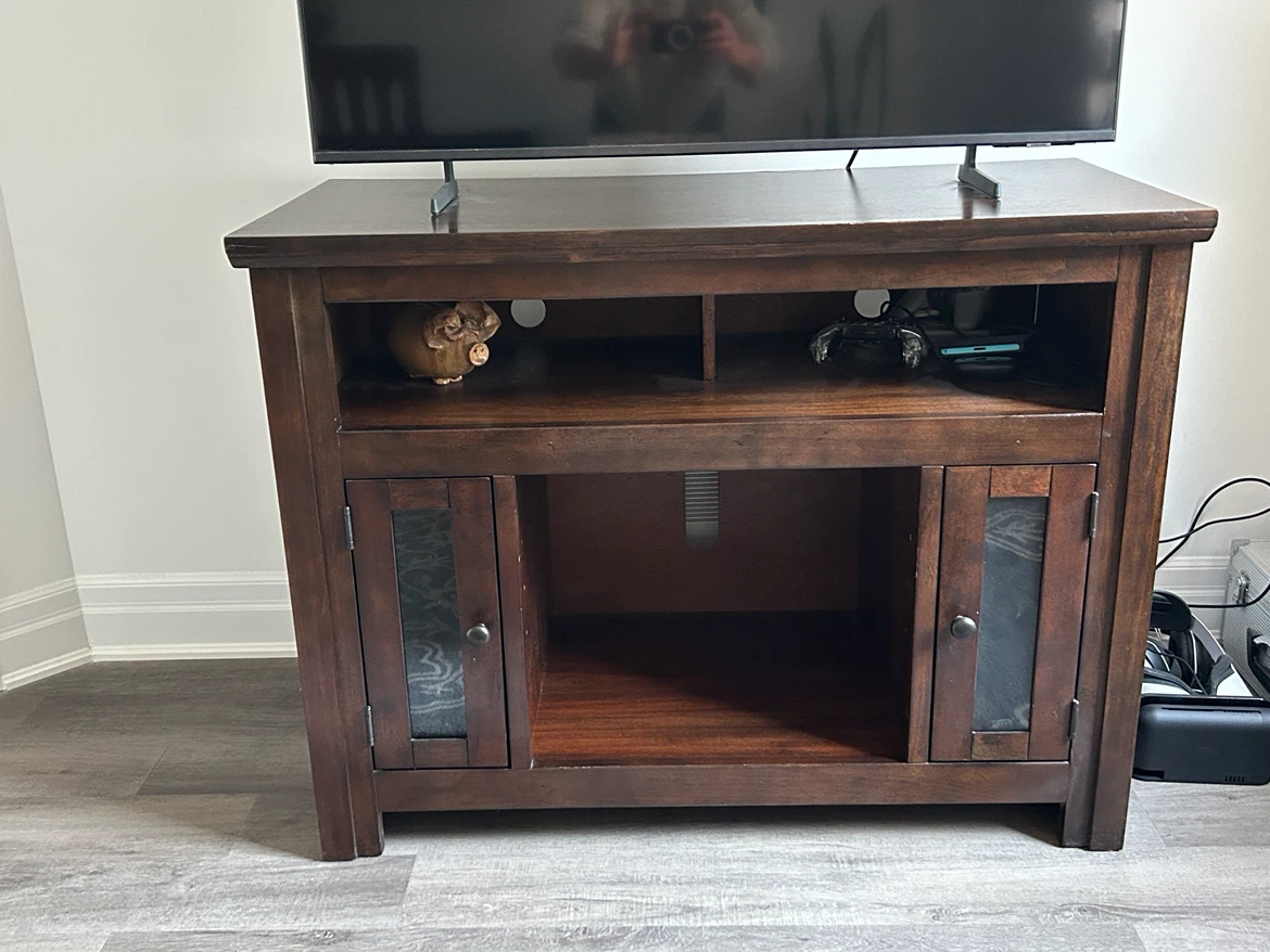 Dark Wood TV Stand with Cabinet Doors - photo 2