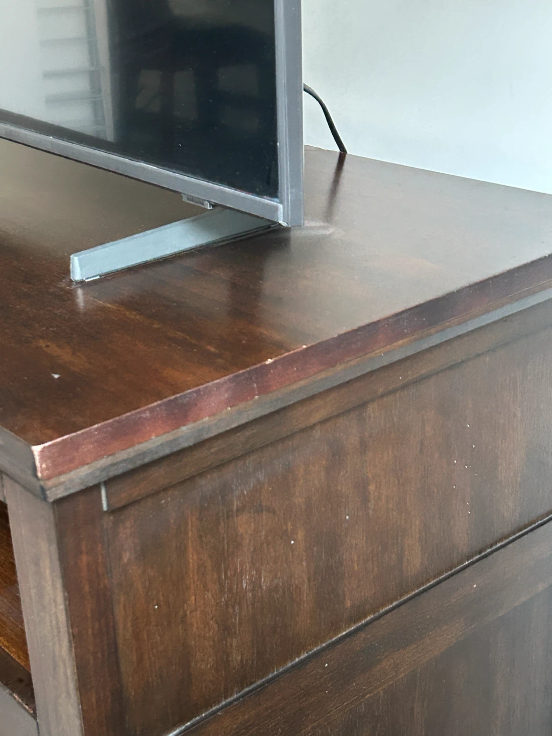 Dark Wood TV Stand with Cabinet Doors - photo 5