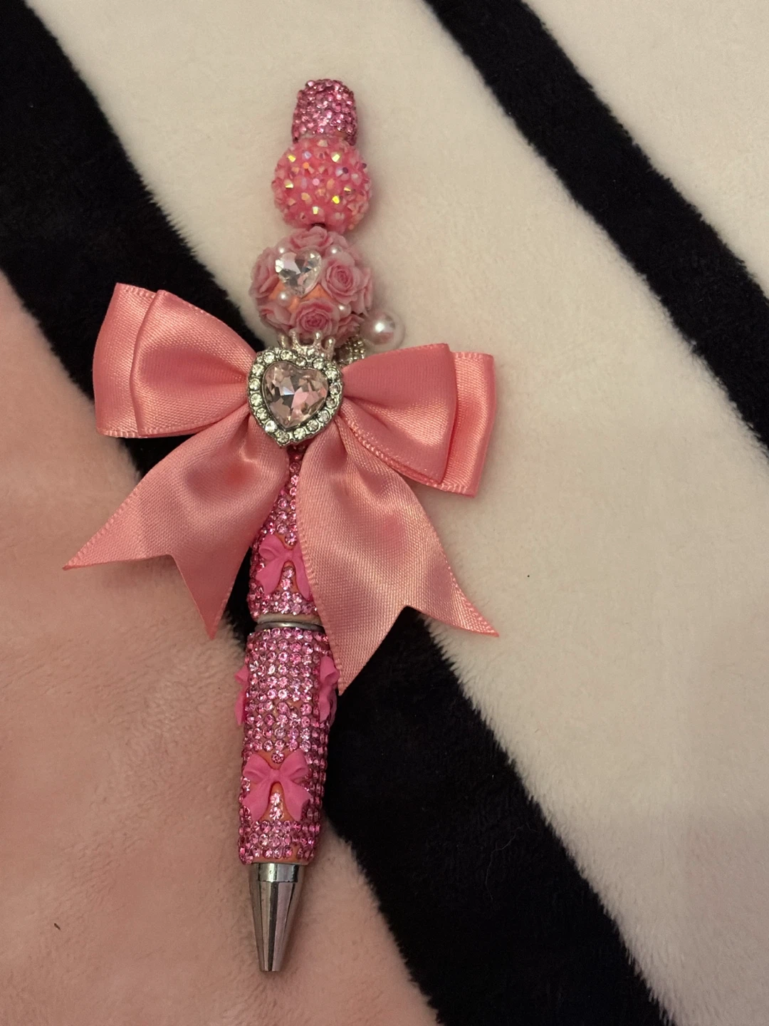 Pink Rhinestone Bow Pen
