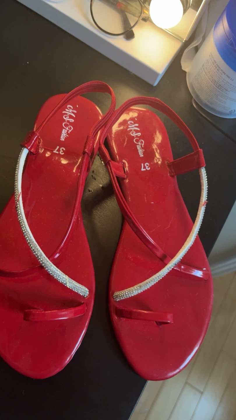 M&S Fashion Red Rhinestone Sandals Size 37 - photo 2