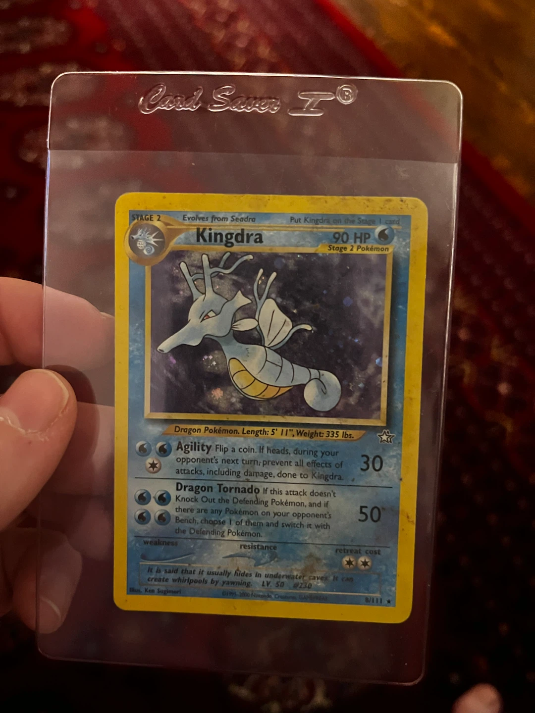 Kingdra Pokemon Card. Dirty.