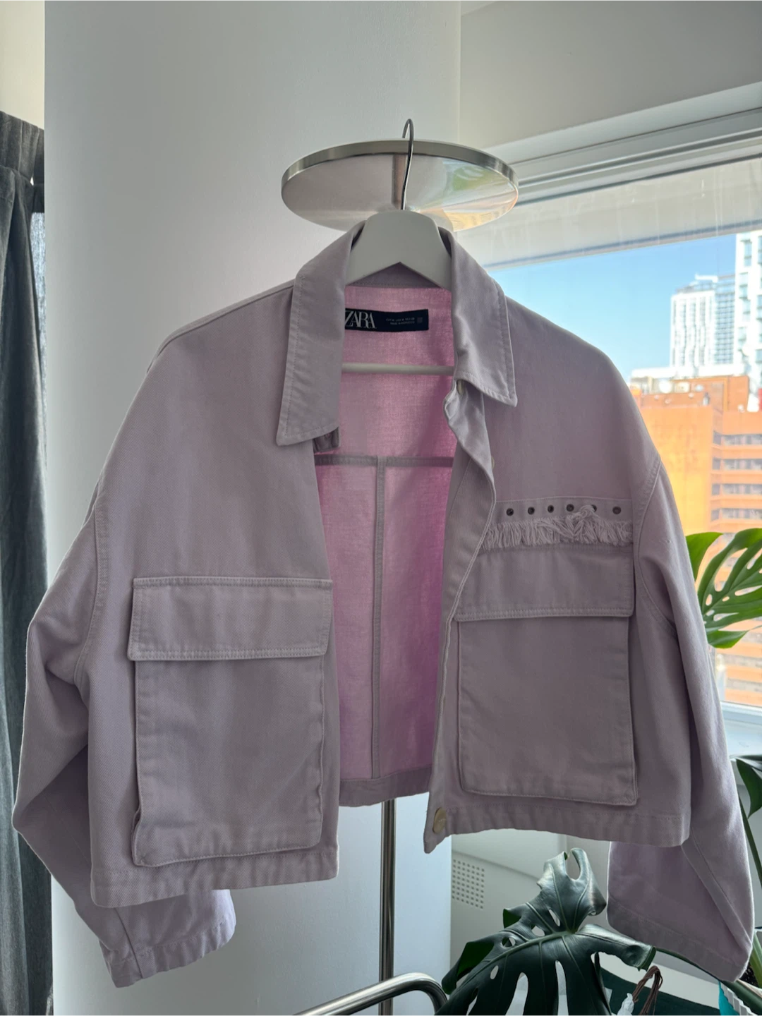 Zara Cropped Jacket - Light Lilac / M
