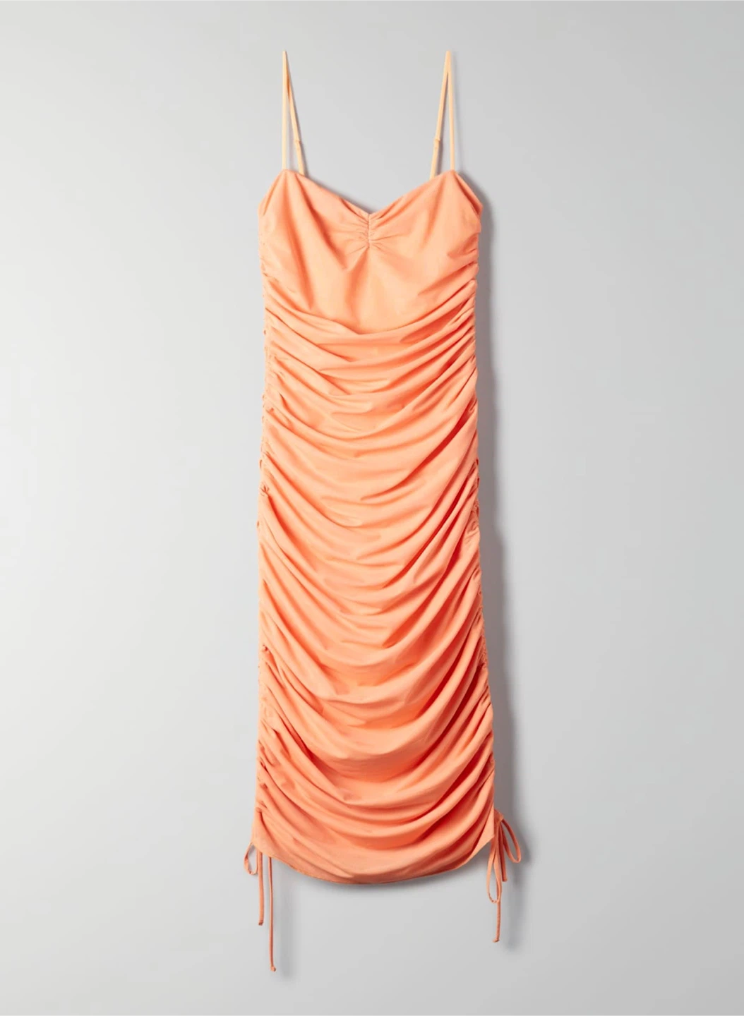 Orange Ruched Midi Dress aritzia s - photo 4