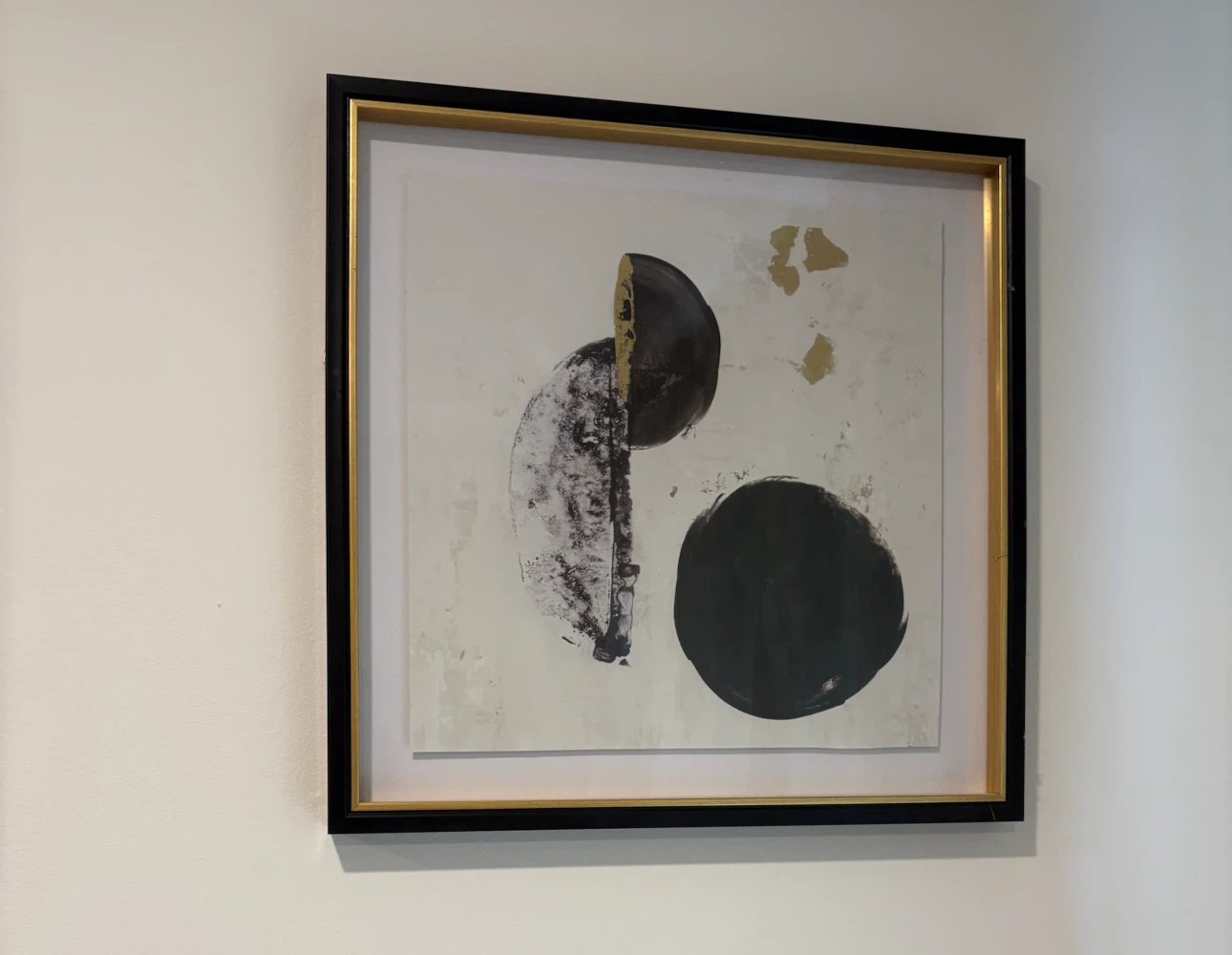 Framed Abstract Art Print with Gold Accents
