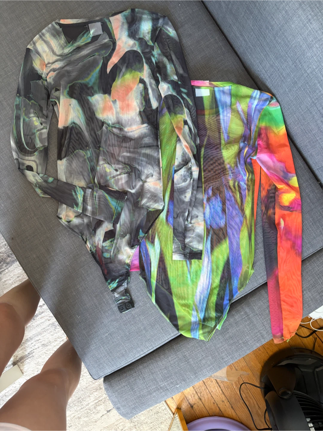 Two ZARA Mesh Bodysuits - Abstract Print - photo 3