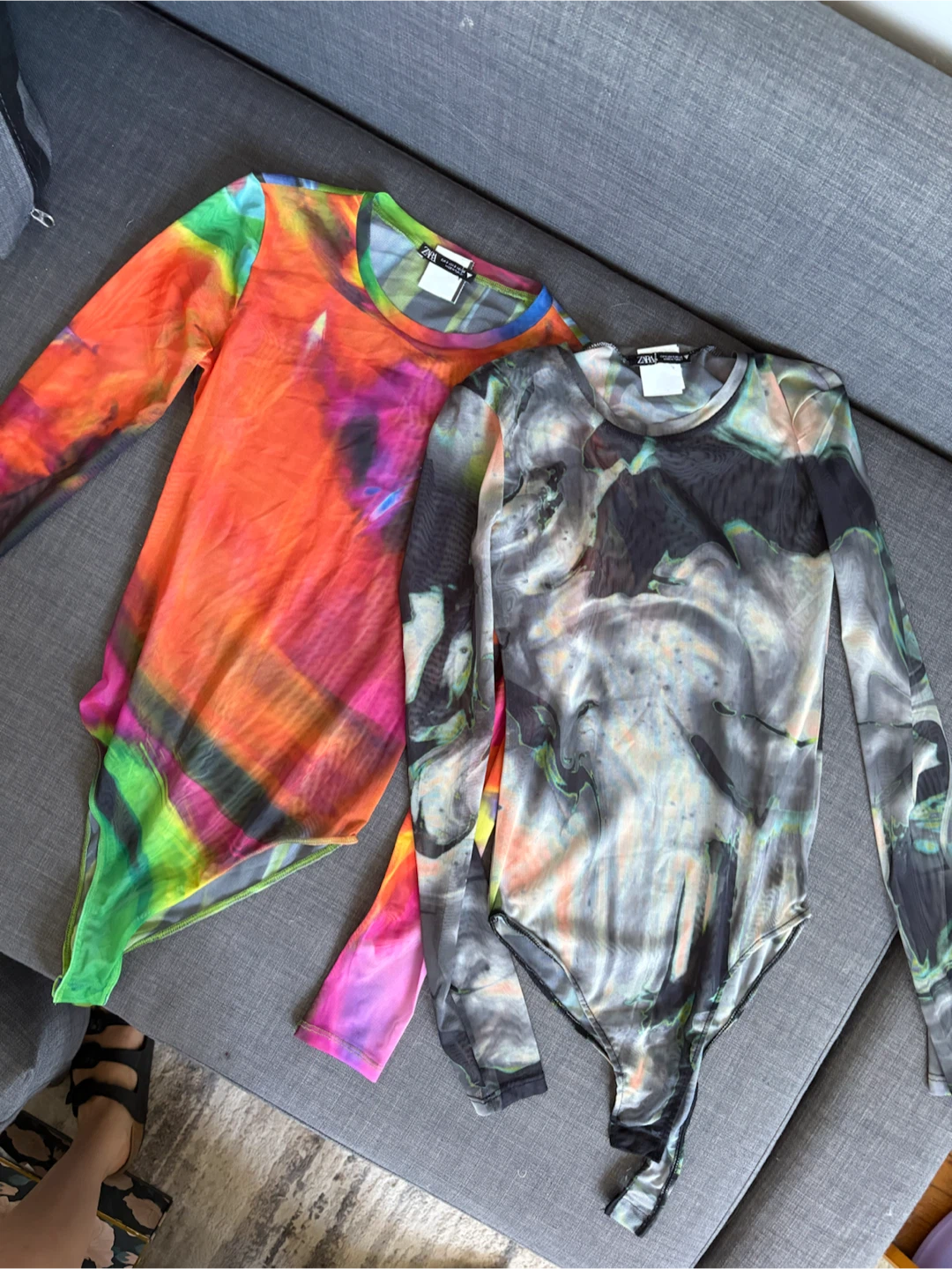Two ZARA Mesh Bodysuits - Abstract Print - photo 4