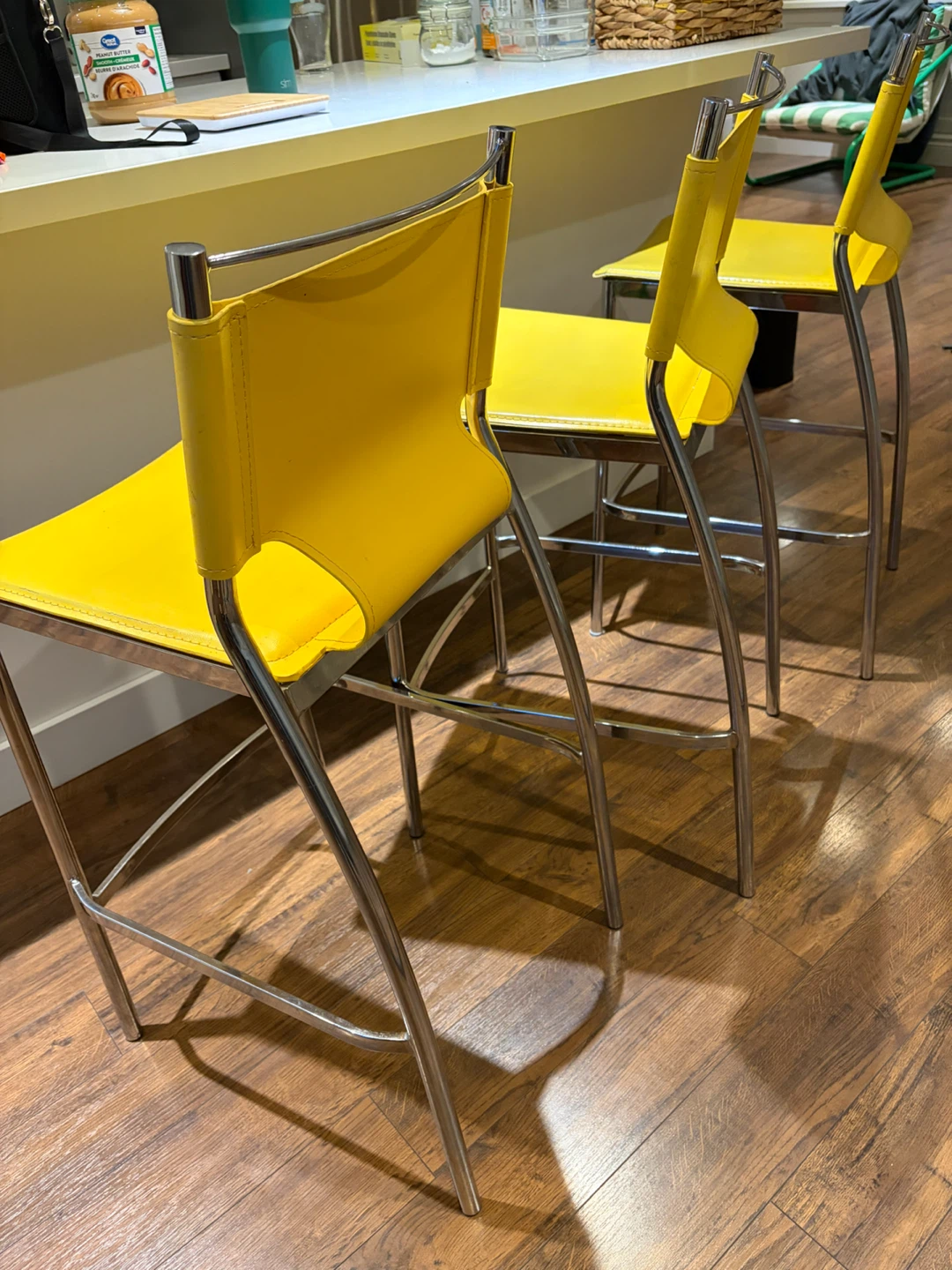 Set of 3 Yellow Bar Stools - photo 2