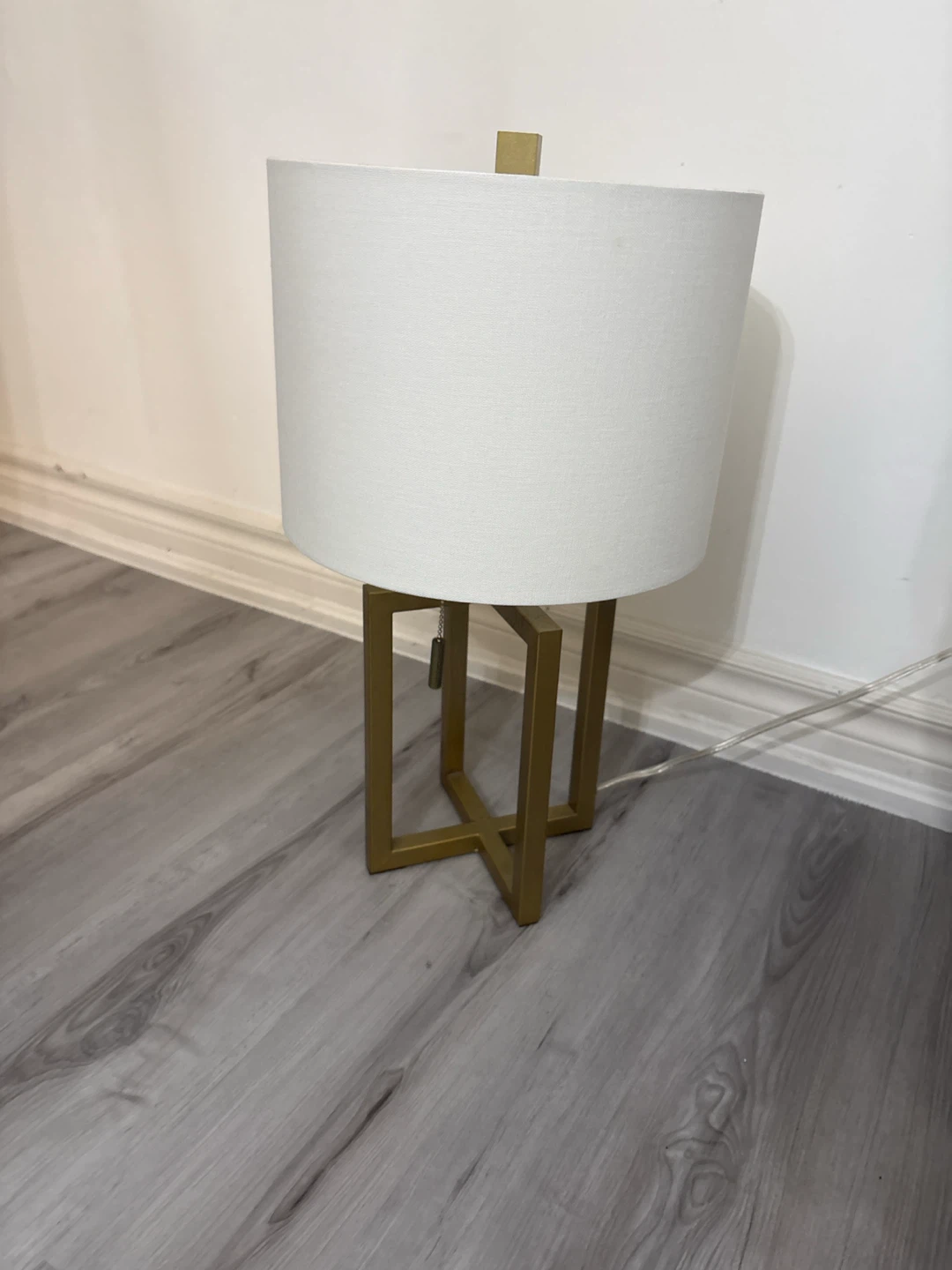 Gold Geometric Table Lamp with White Shade