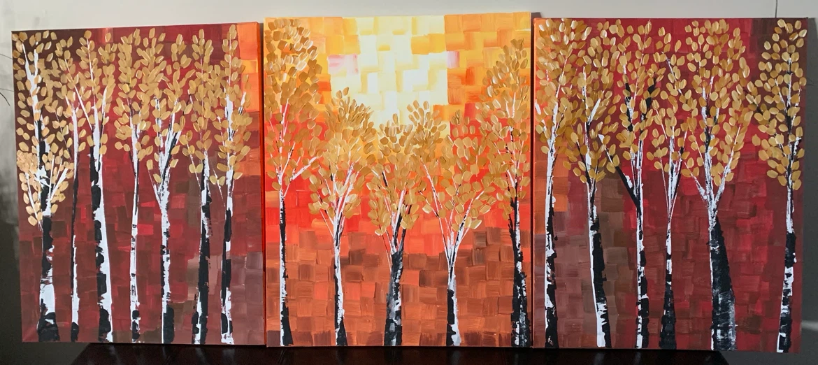 Triptych Birch Tree Canvas Art Set - photo 2