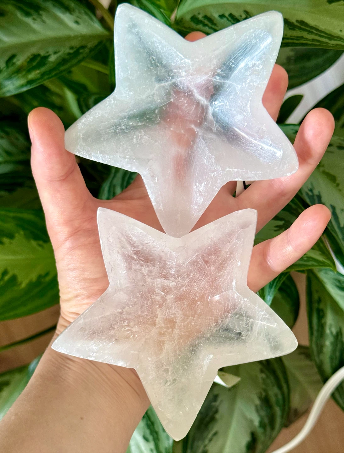 NWT Polished Hand-Carved Moroccan Crystal Selenite Star Dish