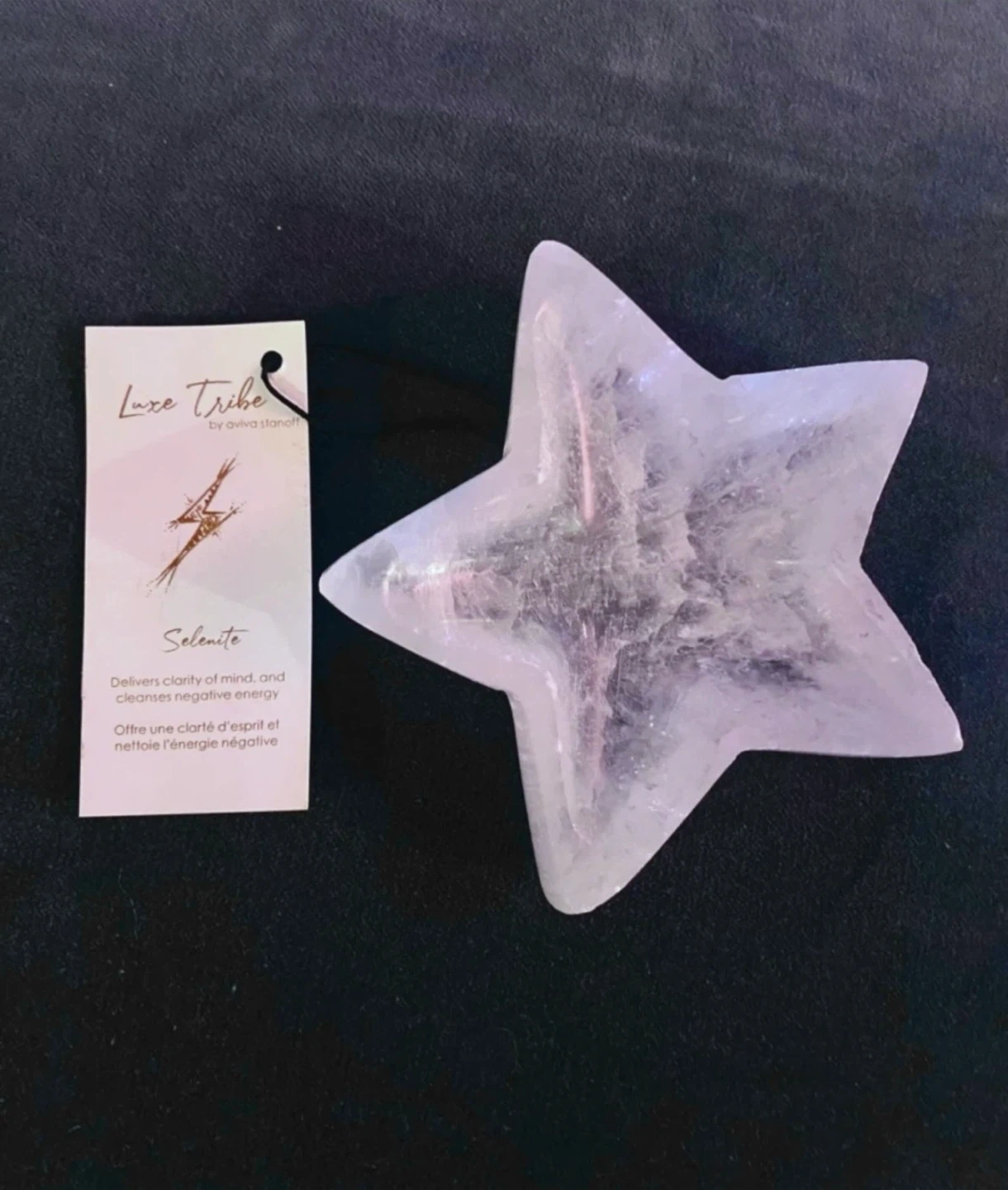 NWT Polished Hand-Carved Moroccan Crystal Selenite Star Dish - photo 5