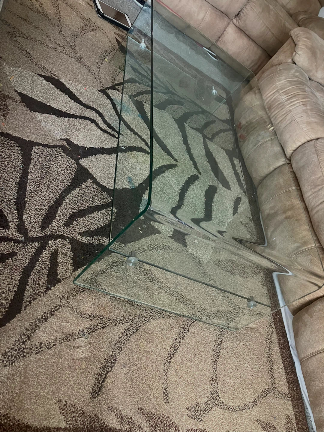 Waterfall Glass Coffee Table with Shelf - photo 4