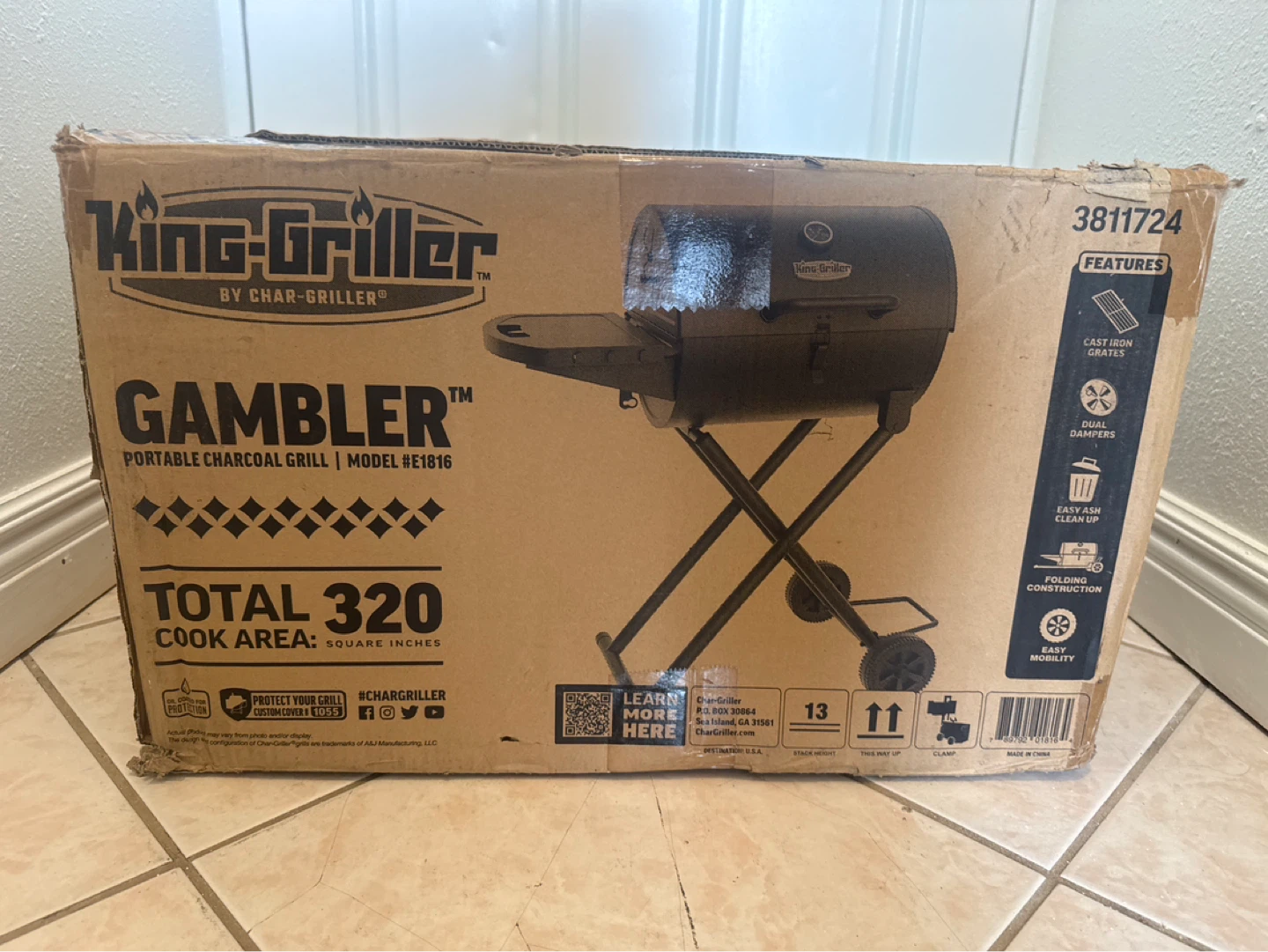 King-Griller Gambler Portable Charcoal Grill - photo 2