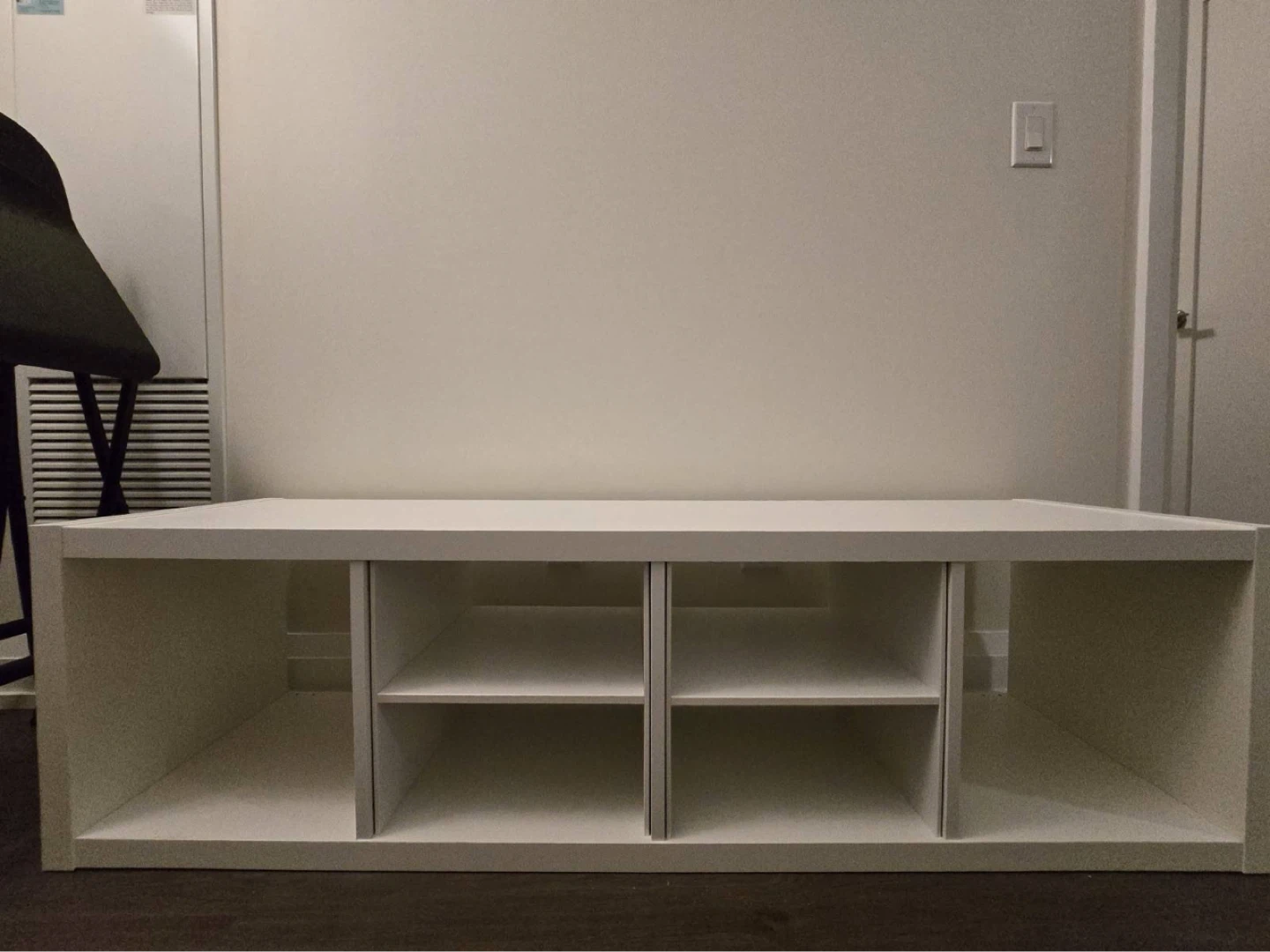 Ikea white Kallax-style shelf unit