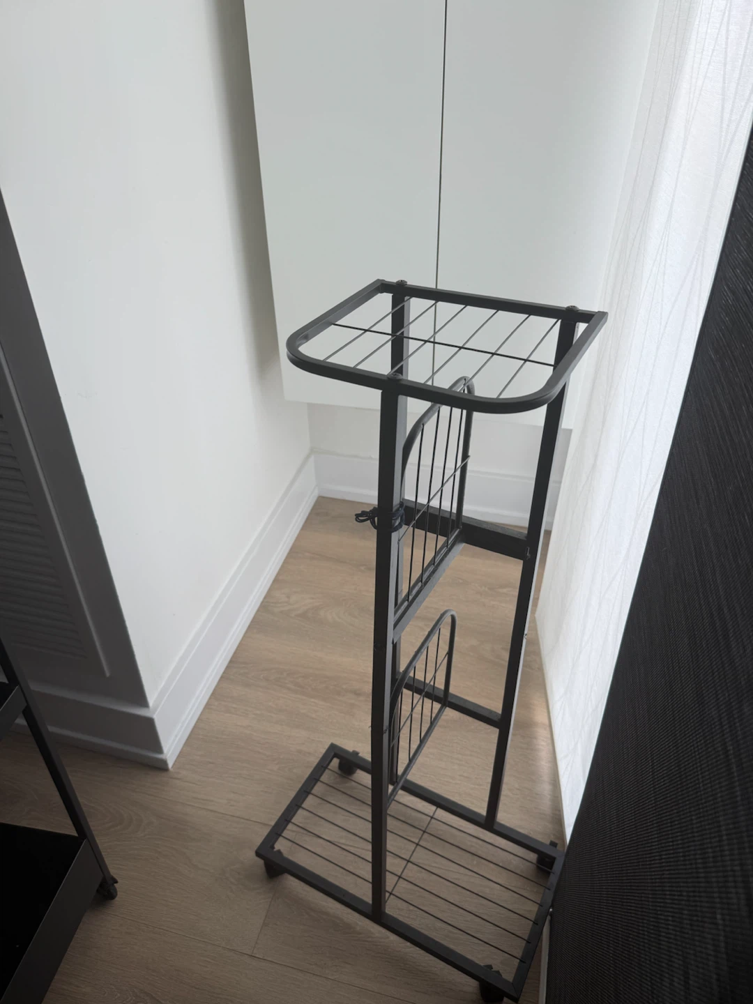 Black Metal Plant Stand with Wheels - photo 3