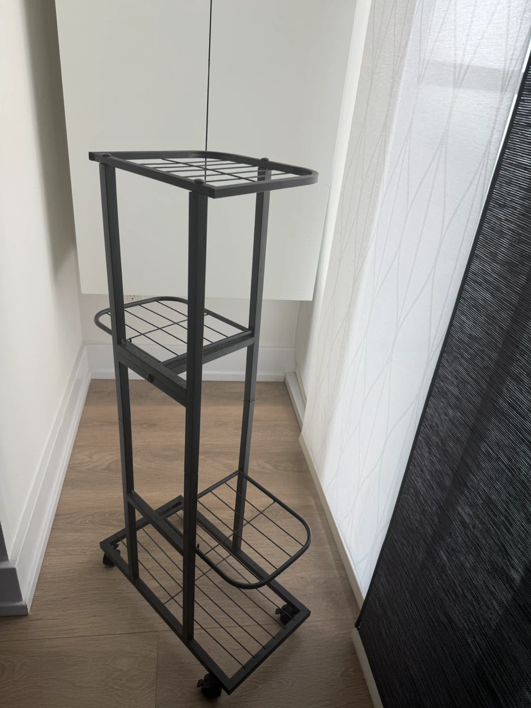 Black Metal Plant Stand with Wheels - photo 5