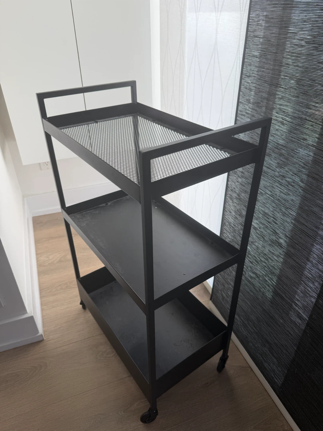 Black 3-Tier Utility Cart with Wheels
