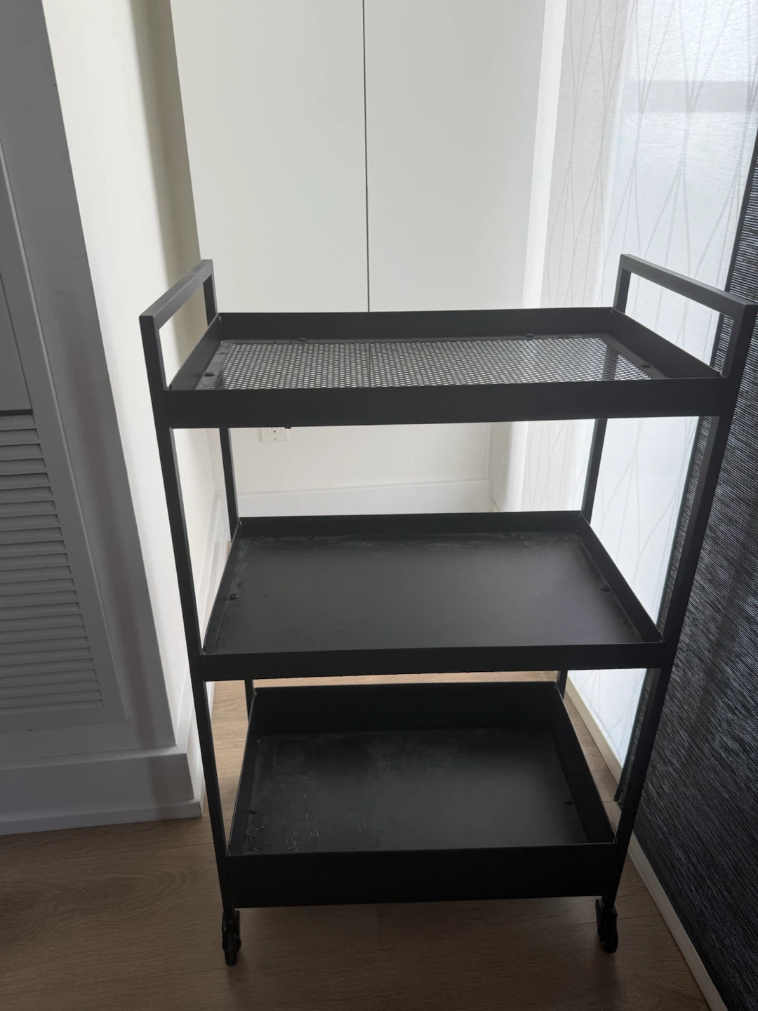 Black 3-Tier Utility Cart with Wheels - photo 3