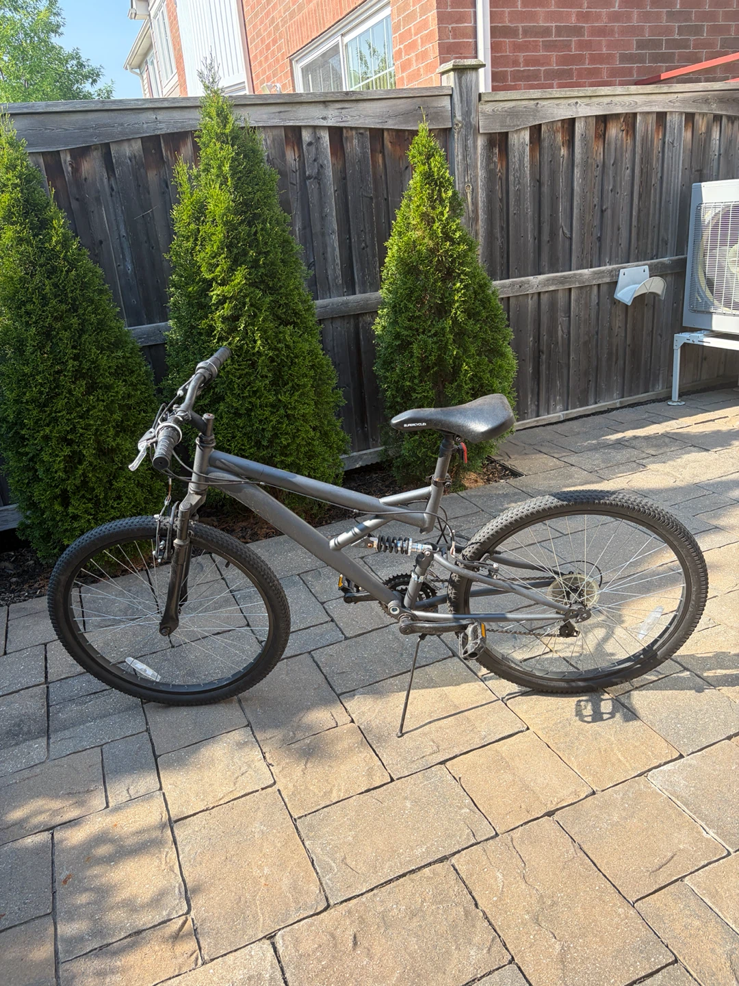 Grey Full Suspension Mountain Bike