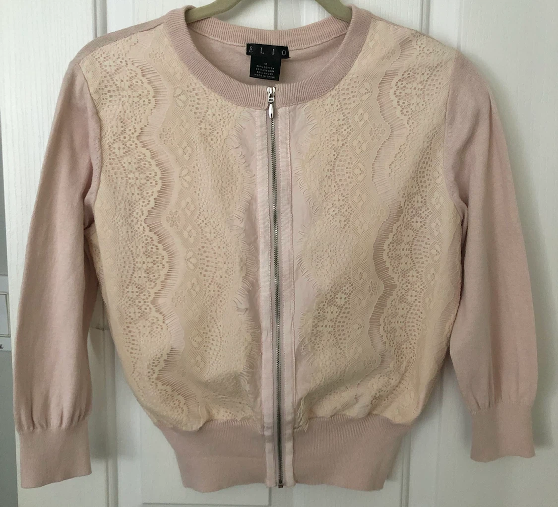 Elio Pink Lace Bomber Cardigan