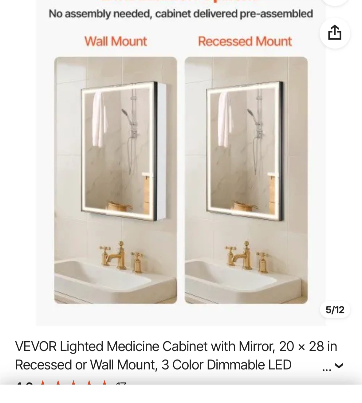 New VEVOR Lighted Medicine Cabinet 20 x 28 - photo 4
