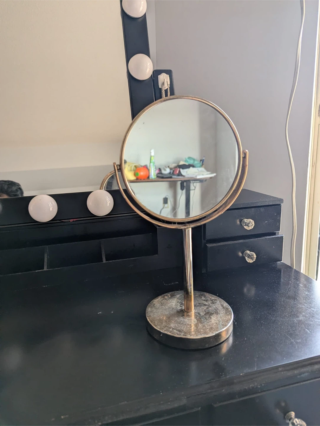 Black Vanity Desk with free stool & 3 drawer sterlite storage - photo 5
