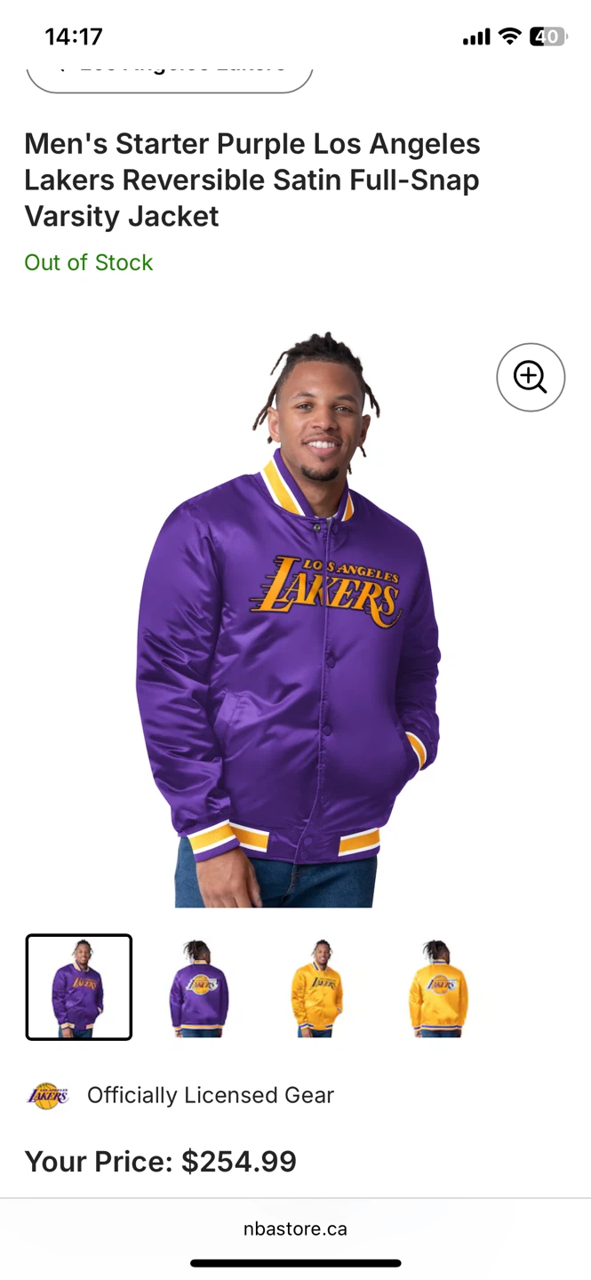 Starter Los Angeles Lakers Reversible Varsity Jacket - photo 5