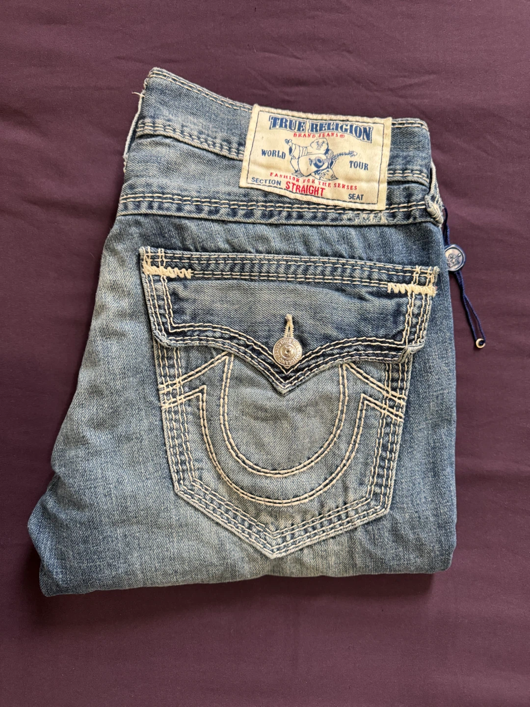 Men’s True Religion Jeans Distressed Mega T Ricky Straight Fit