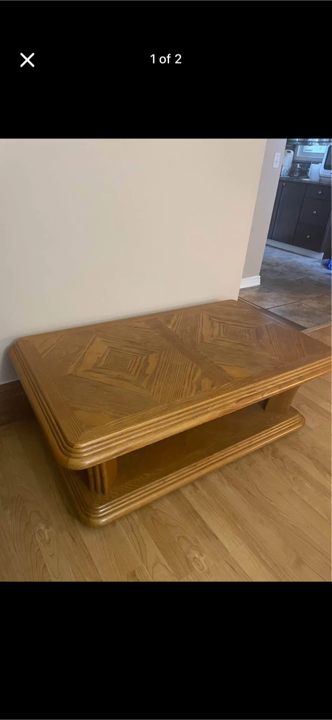 Wooden Coffee Table with Shelf - photo 2