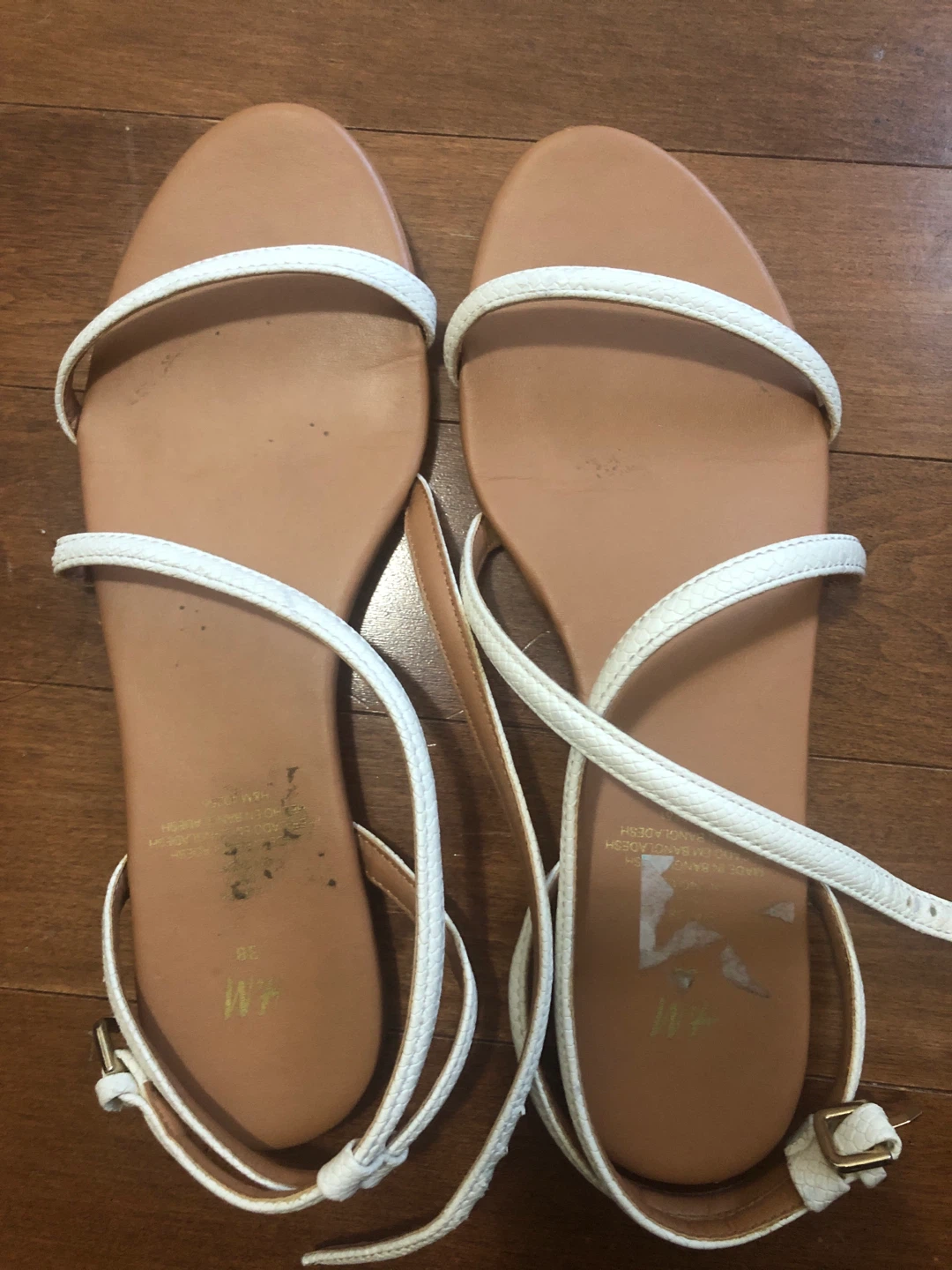 H&M White Strappy Flat Sandals