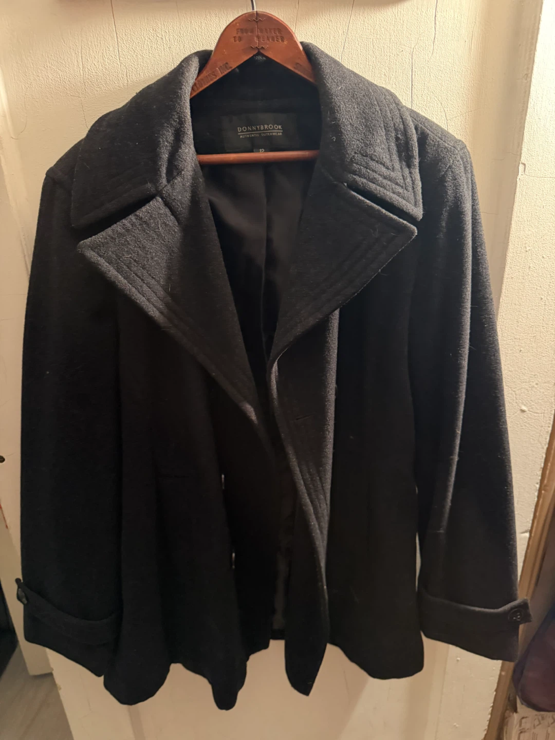 Donnybrook Black Wool Blend Coat Size 12