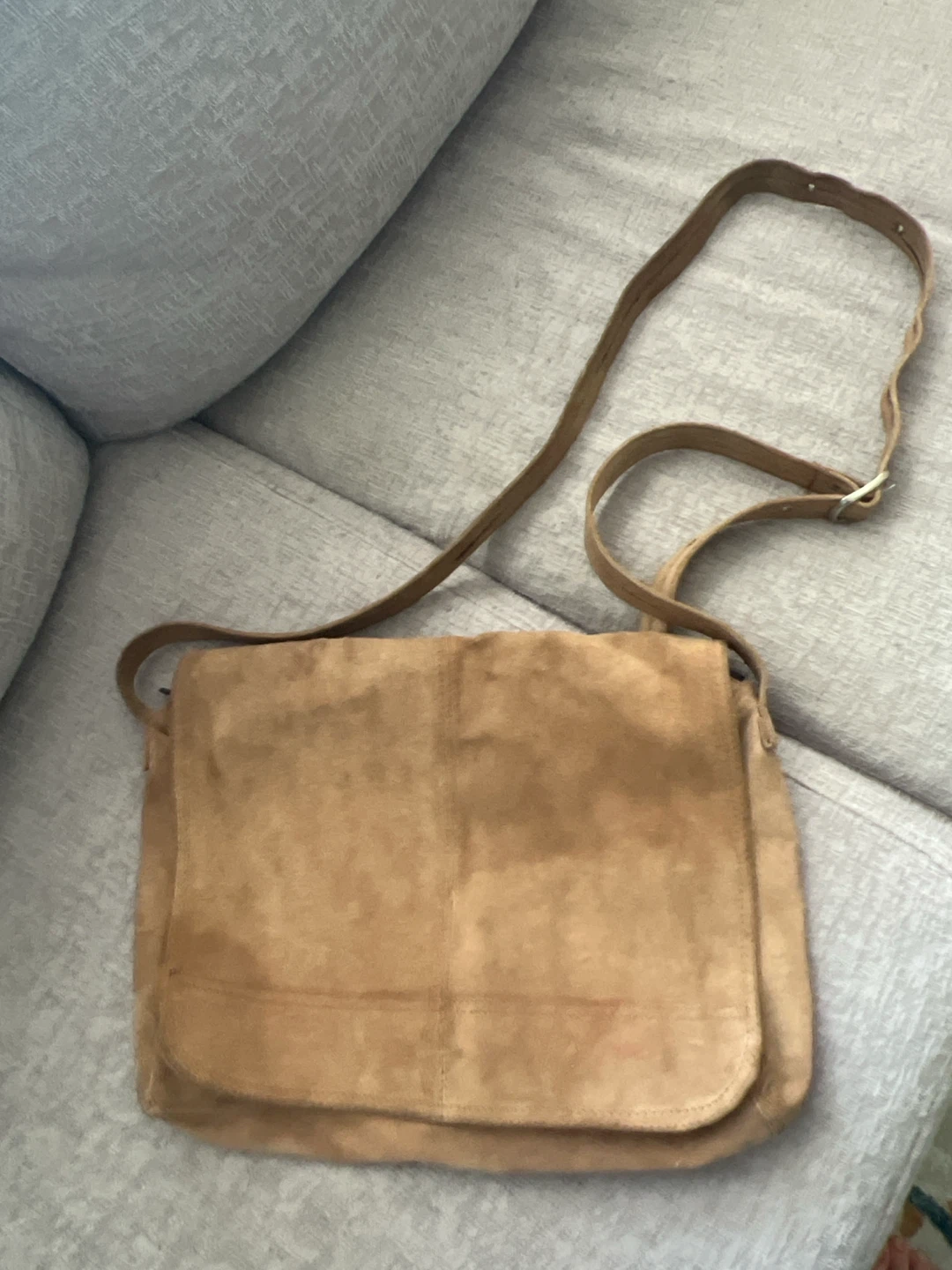 Tan Suede Messenger Bag