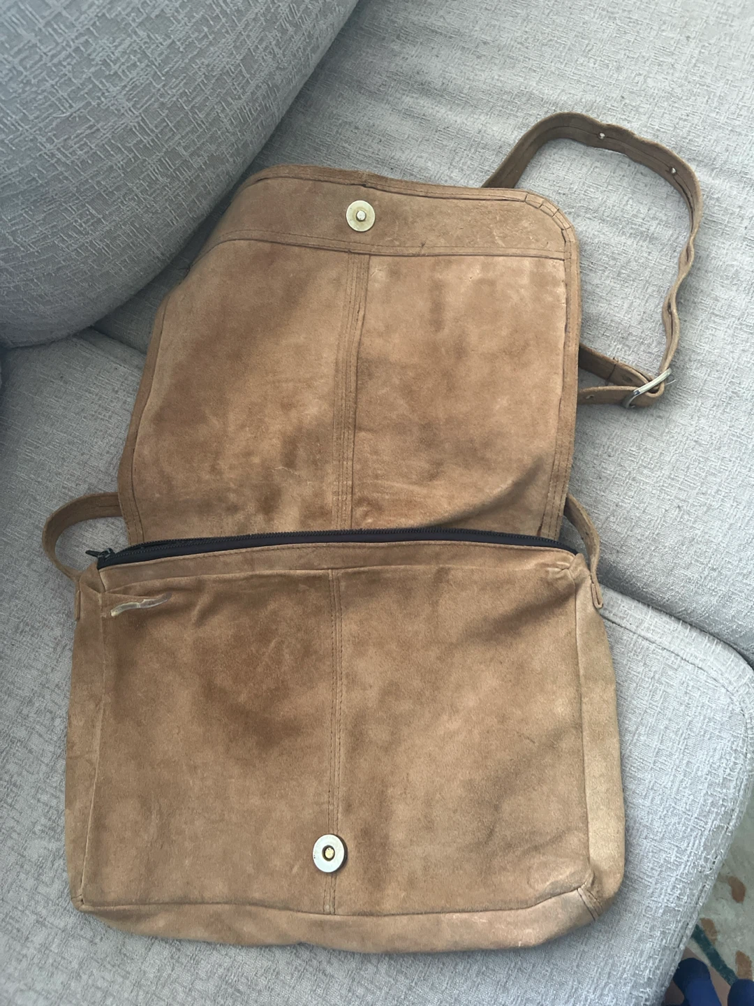 Tan Suede Messenger Bag - photo 2