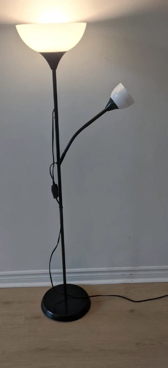 Black Floor Lamp with Adjustable Reading Light