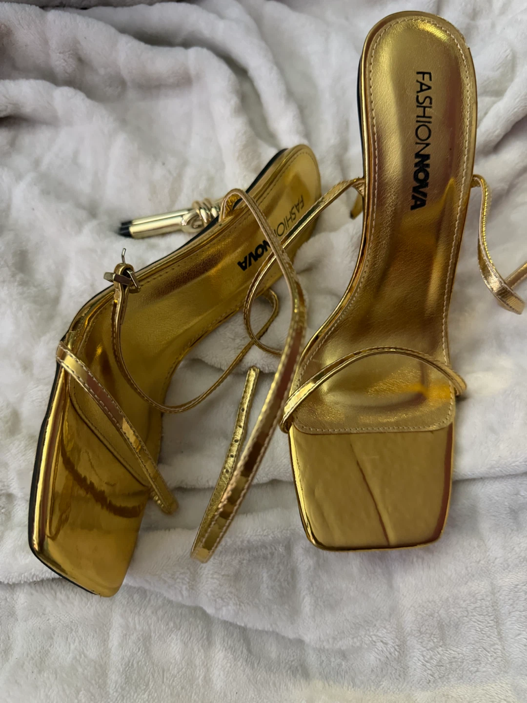 Fashion Nova Gold Strappy Heels