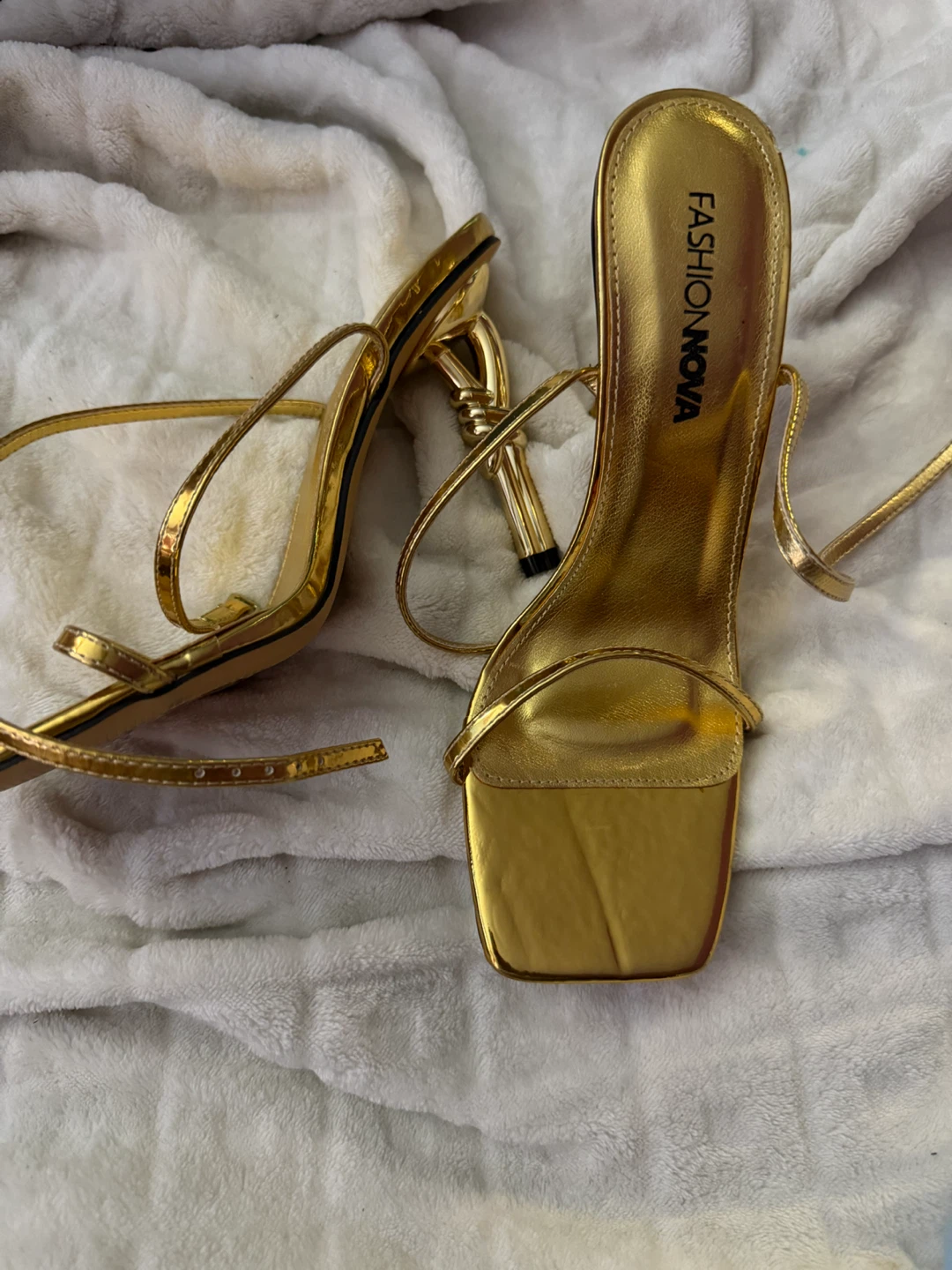 Fashion Nova Gold Strappy Heels - photo 2