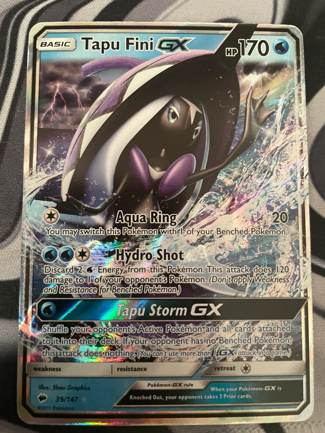 Pokemon Tapu Fini GX Trading Card 39/147