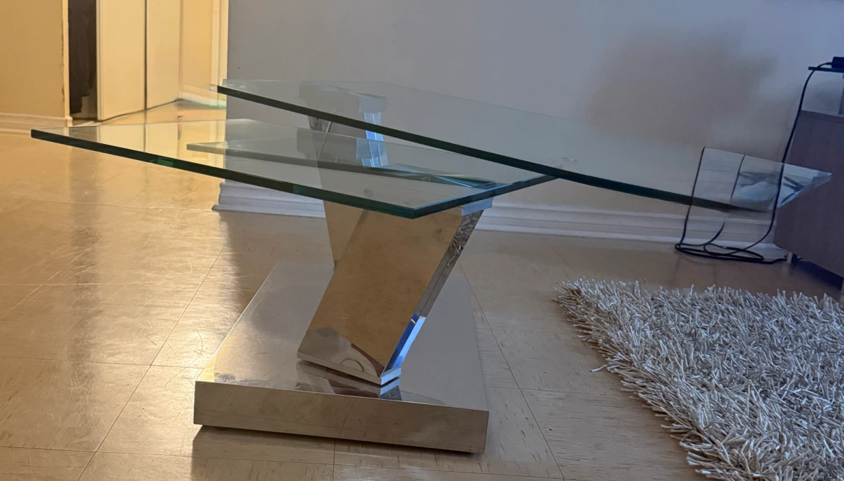 Glass and Chrome Coffee Table - photo 2