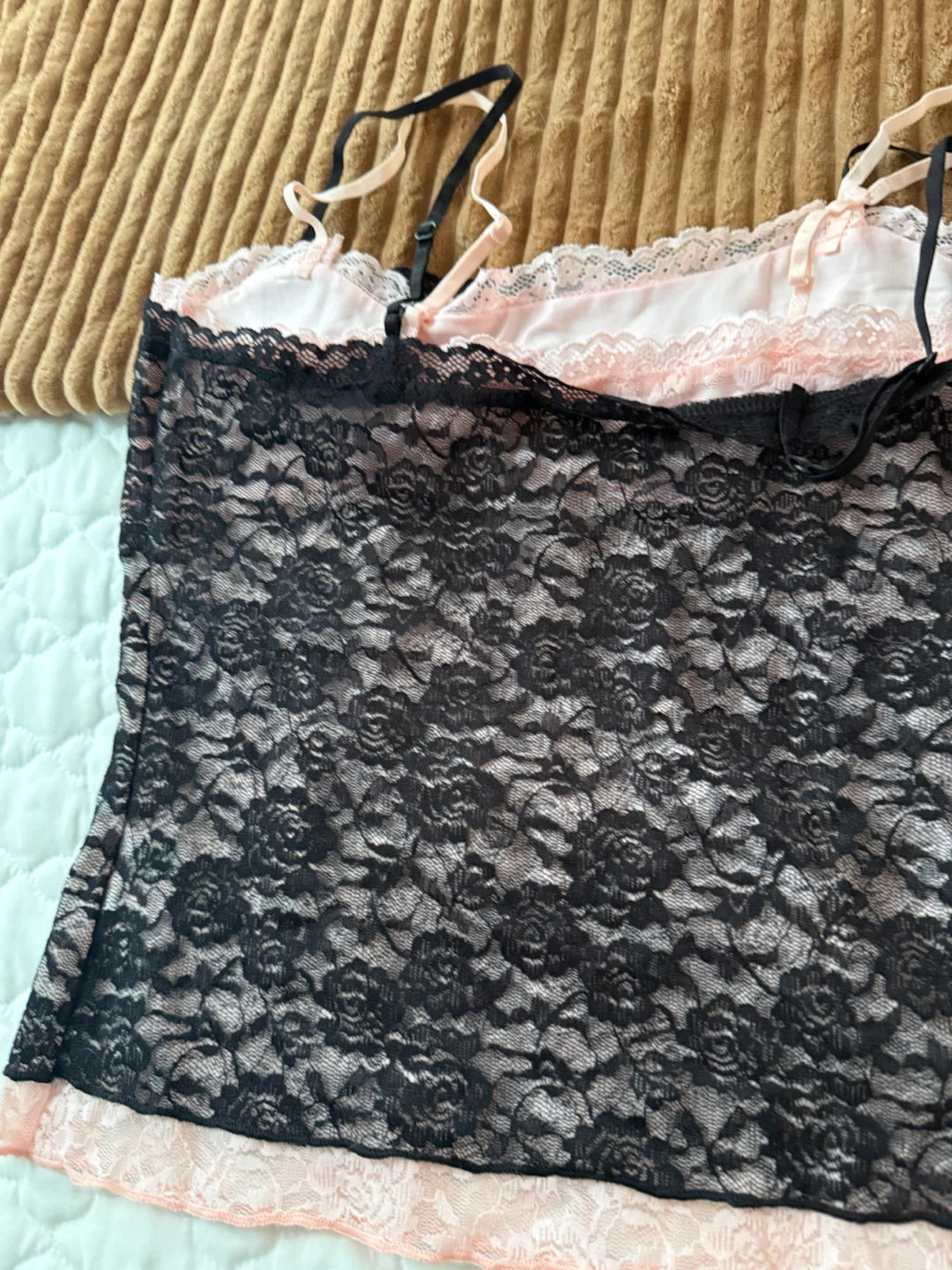 Black and Pink Lace Camisole - Size S - photo 2