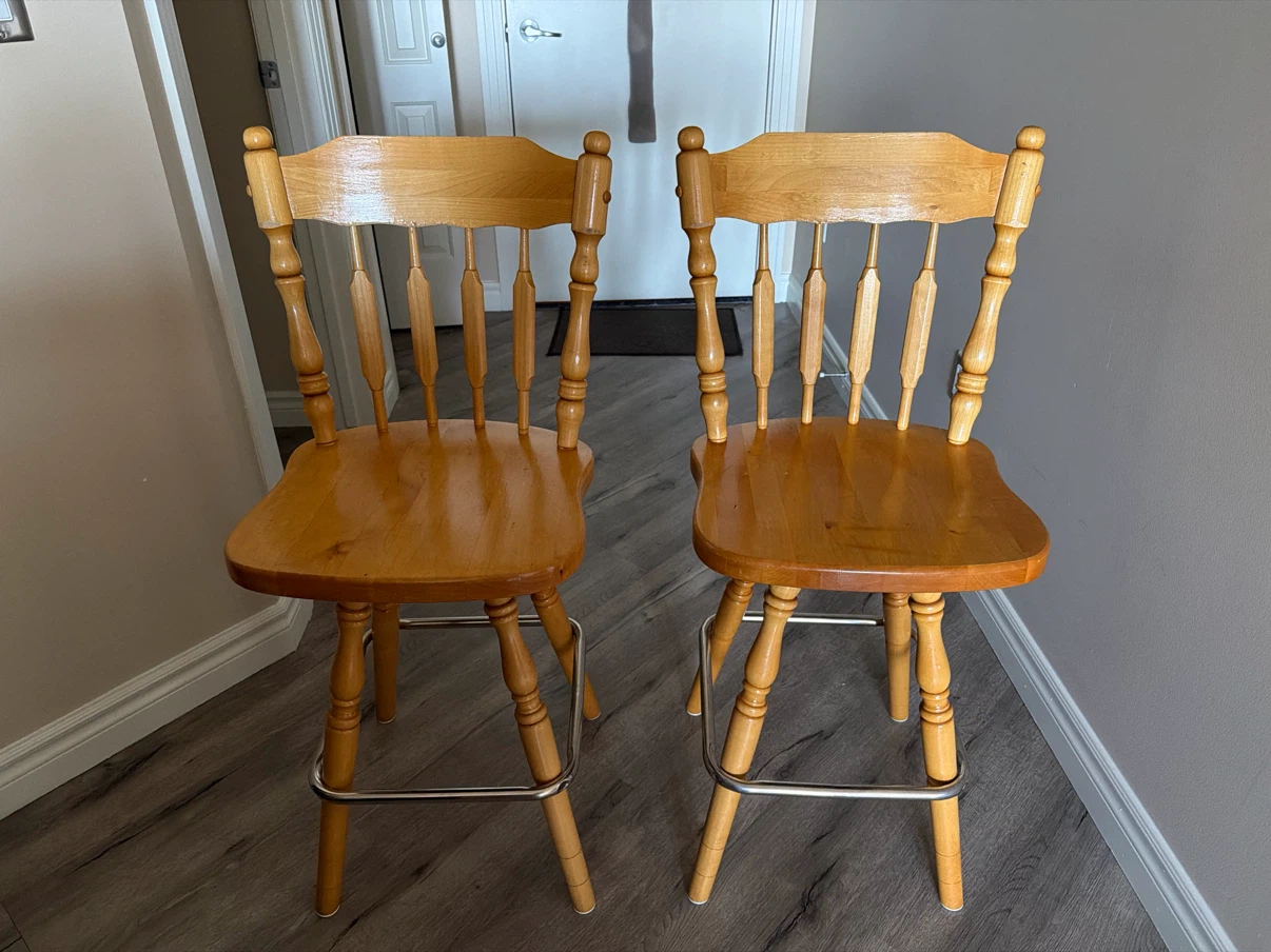 Set of 2 Wooden Counter Height Stools