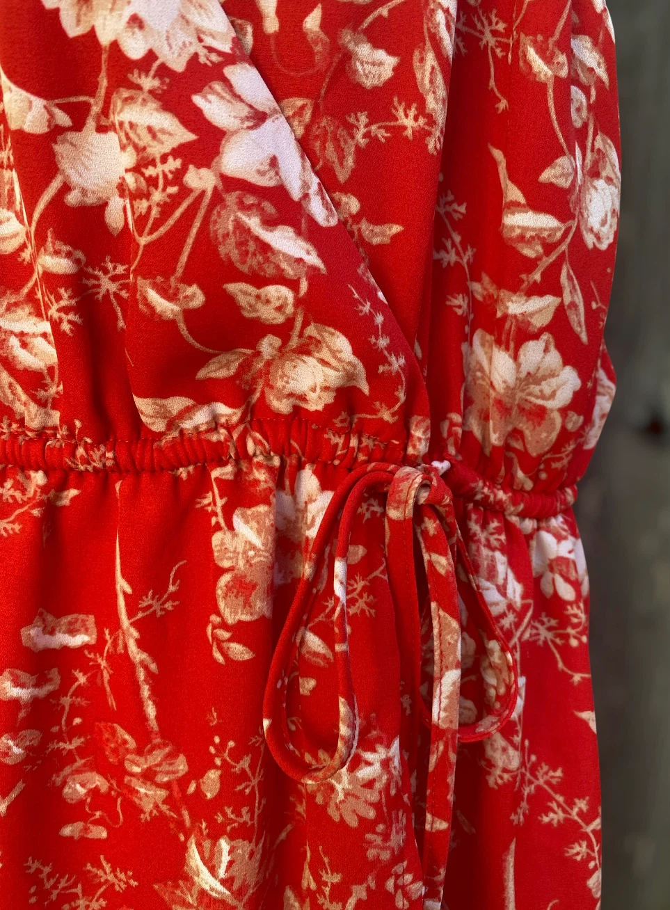 DEX Red Floral Wrap Dress - Medium - photo 4