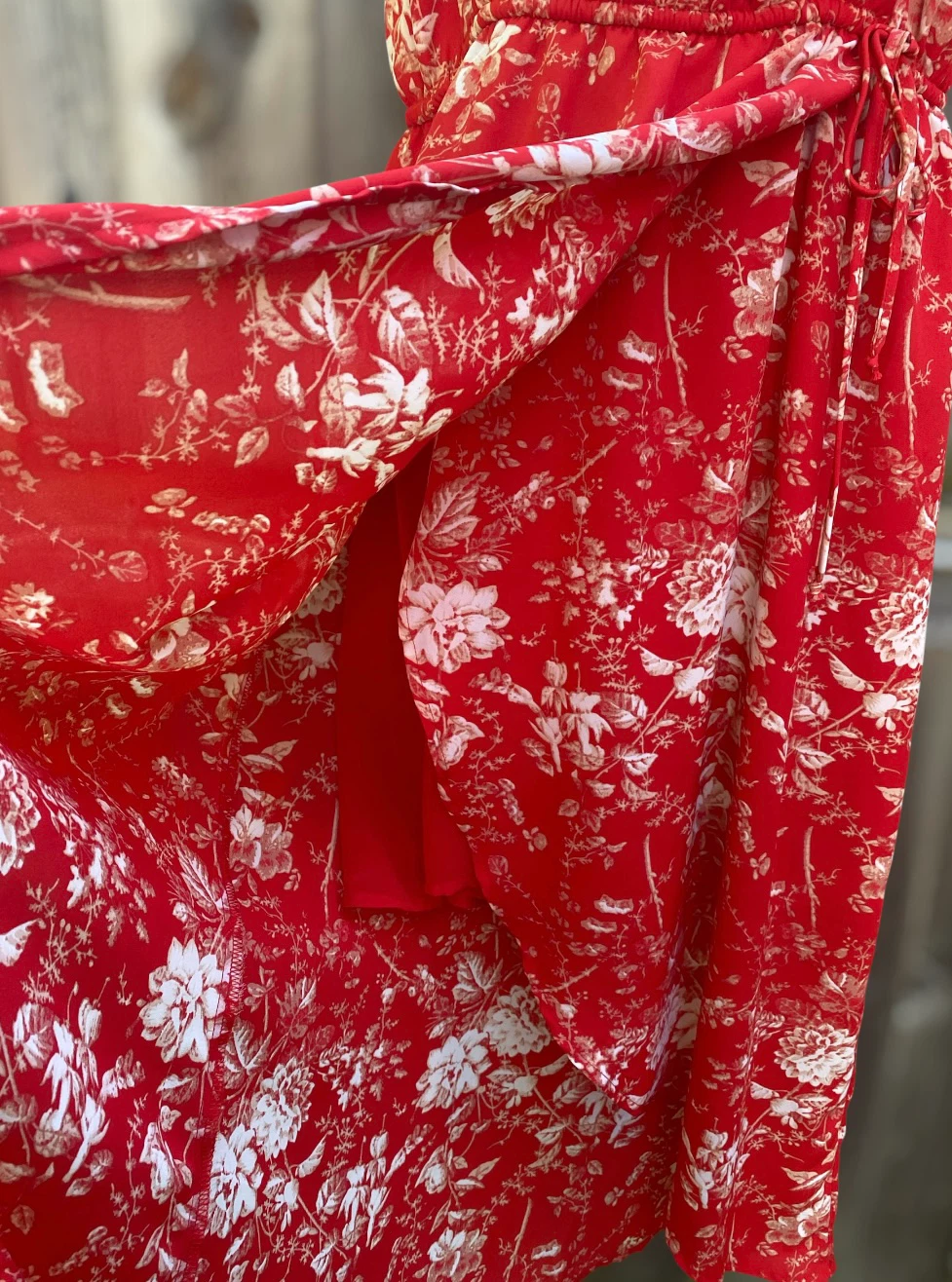 DEX Red Floral Wrap Dress - Medium - photo 5