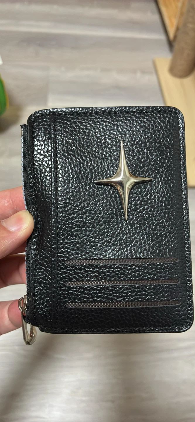 Black Faux Leather Cardholder with Zipper