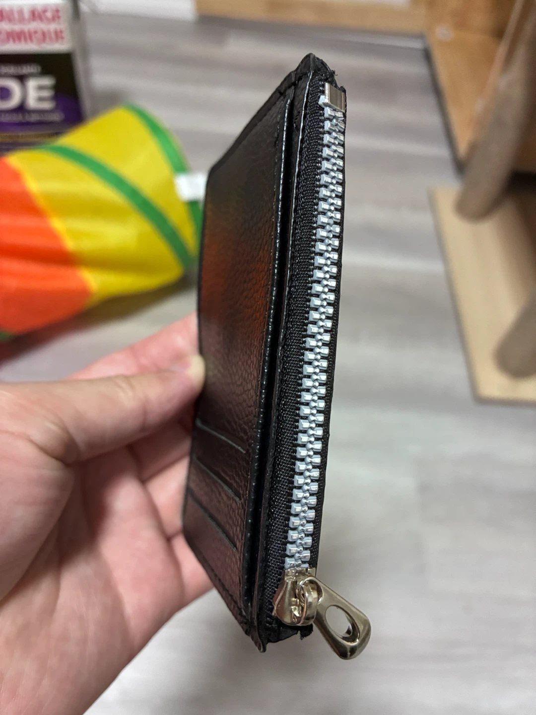Black Faux Leather Cardholder with Zipper - photo 2