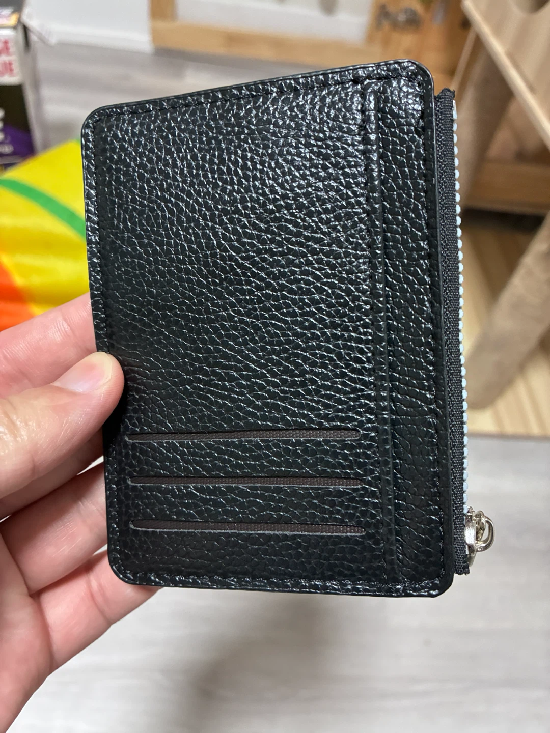 Black Faux Leather Cardholder with Zipper - photo 3