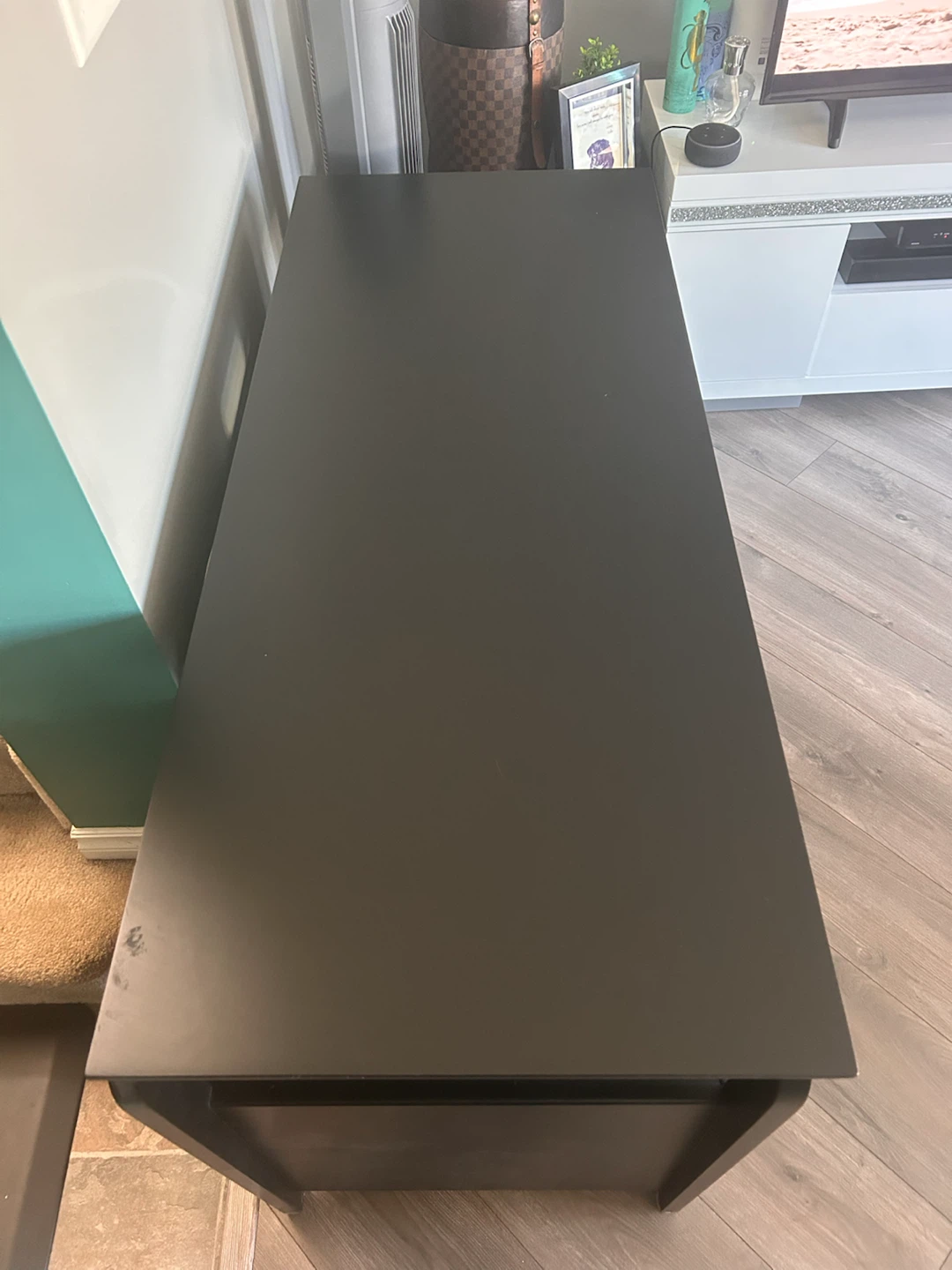 Black Media Console with Glass Doors - photo 3