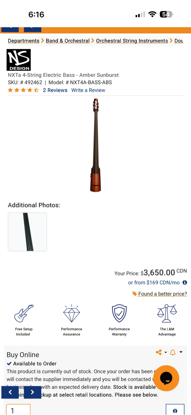 NXTa 4-String Electric Bass - Amber Sunburst - photo 2