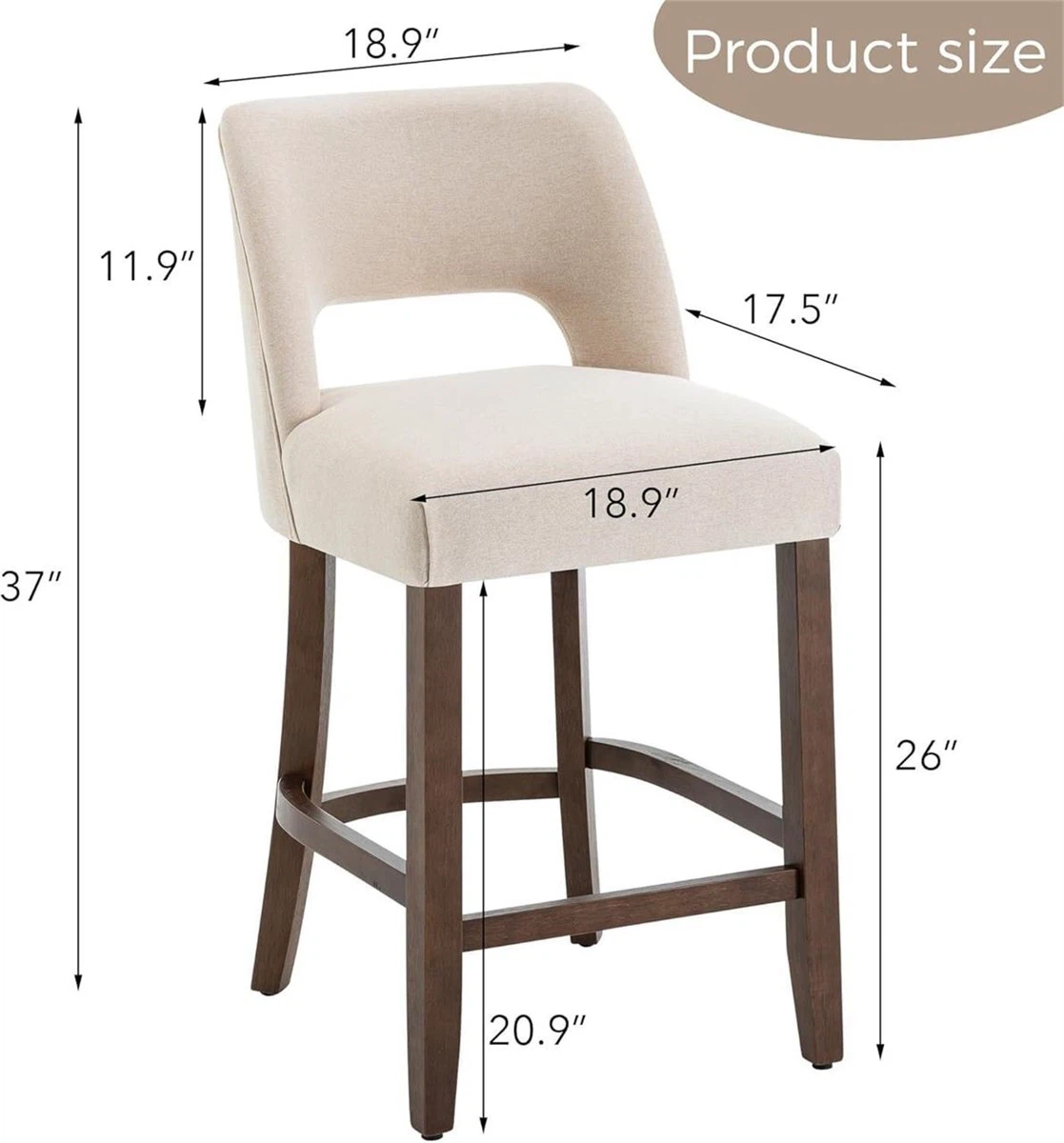 Beige Upholstered Bar Stools (Set of 2) - photo 2