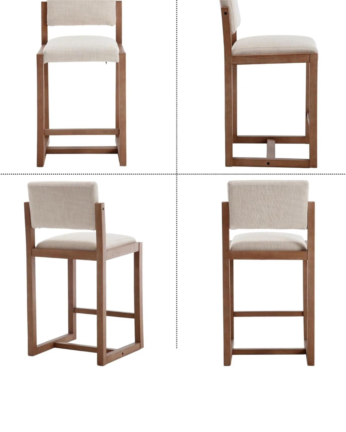 Set of 2 Beige Upholstered Counter Height Bar Stools - photo 4