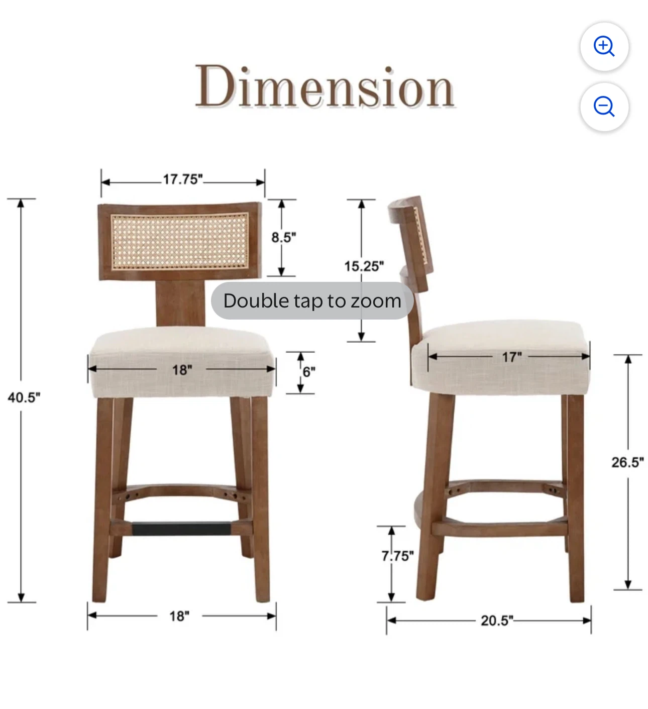 Set of 2 Counter Height Bar Stools - Beige - photo 2